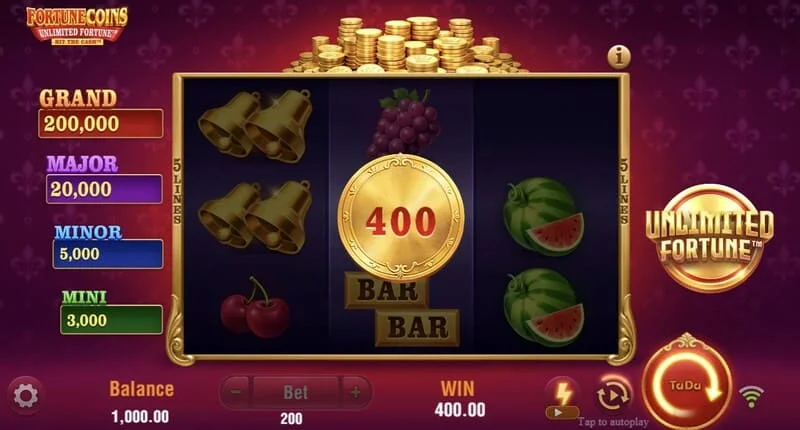 Fortune Coins Unlimited Fortune – kolo Lock & Respin Coin s držáky mincí
